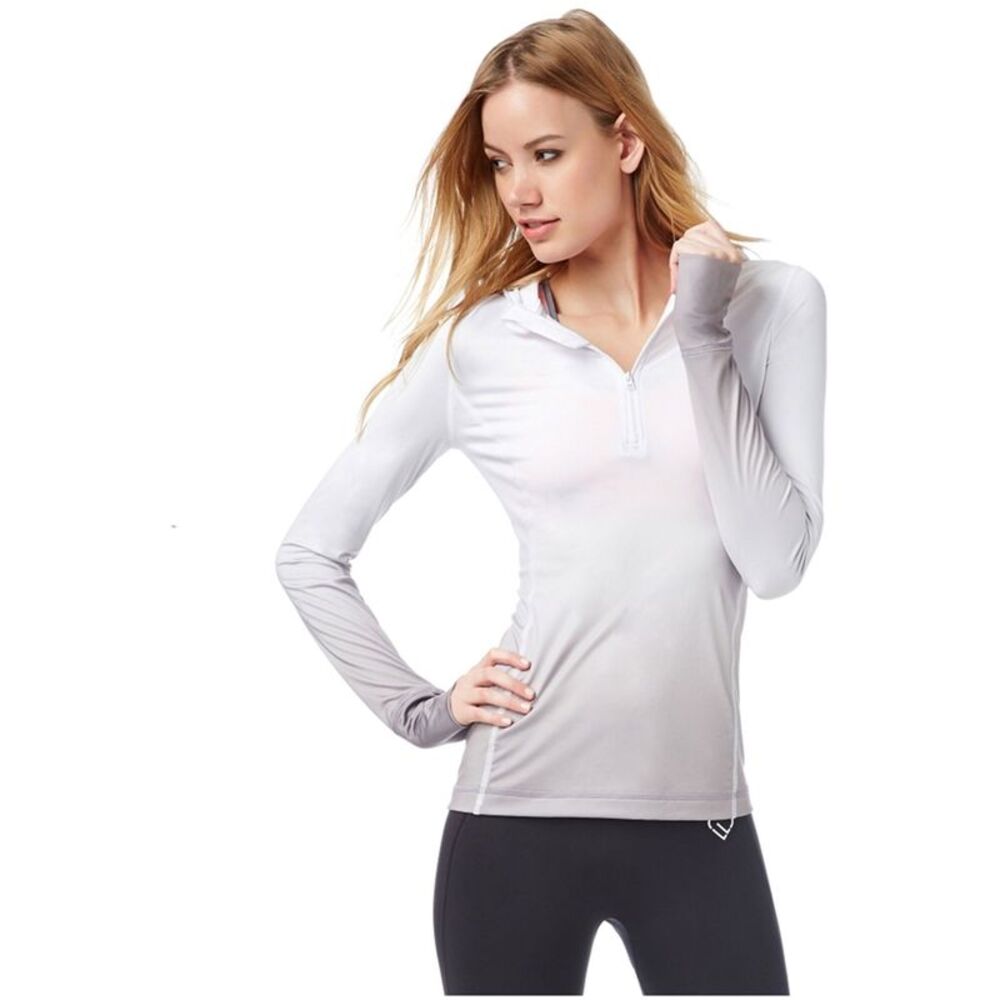 Aeropostale Womens Gradient Quarter Zip Track Jacket, White, XL, DM